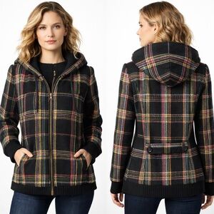Roxy Plaid Hooded Y2K Jacket Women’s XL Wool Blend 2009 Coat Gorpcore Ski Snow